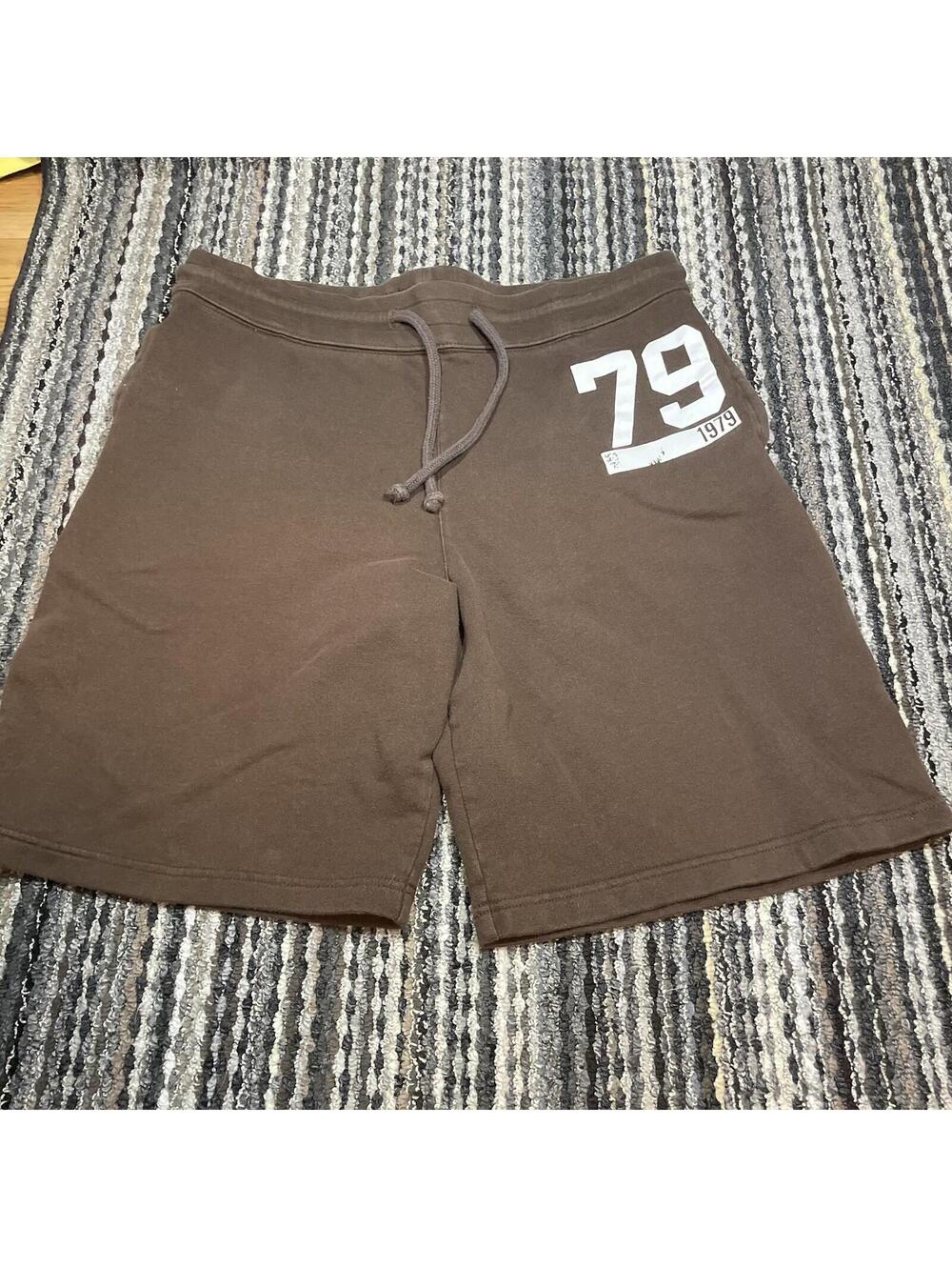 NATIONAL OUTFITTERS SWEAT SHORTS Brown Large "1979" Print